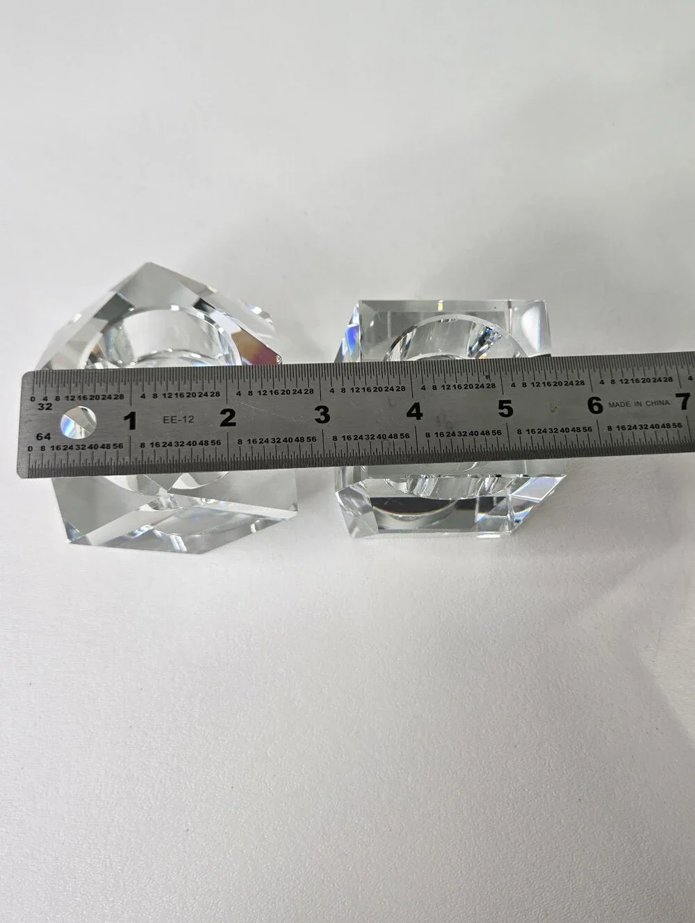 Rosenthal‎ Crystal Candle Holder Pair Regency Geometric Faceted Votive Tea Light